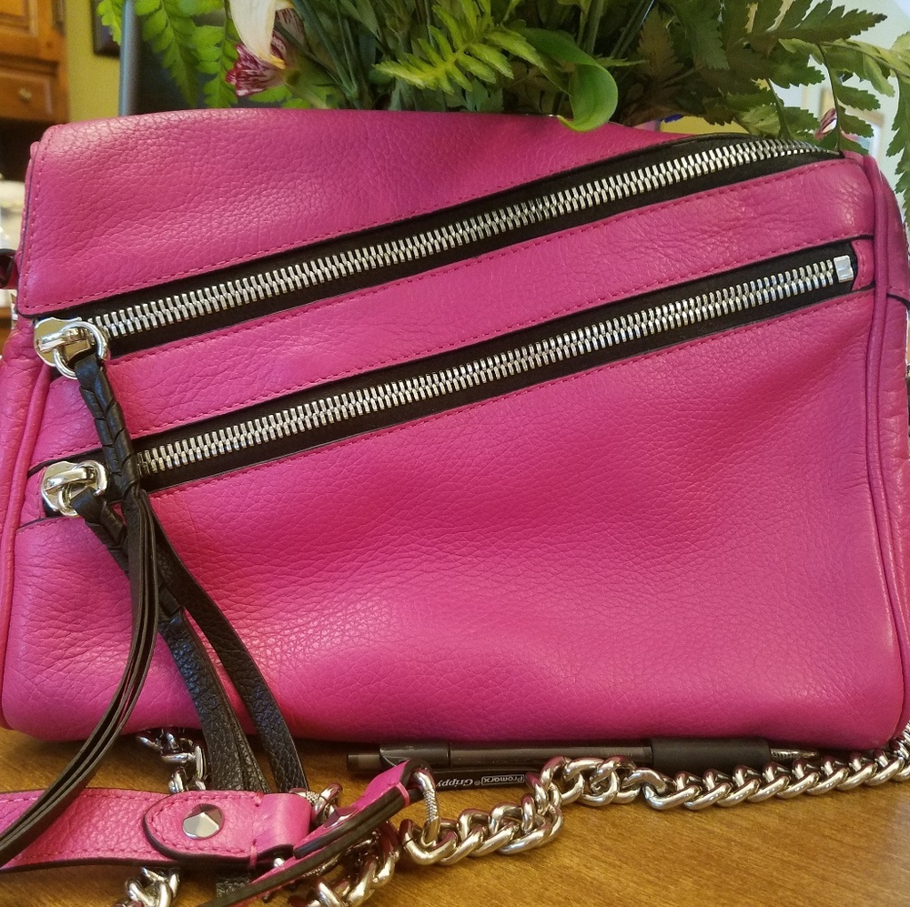 OrYany hot neon pink zip messenger bag